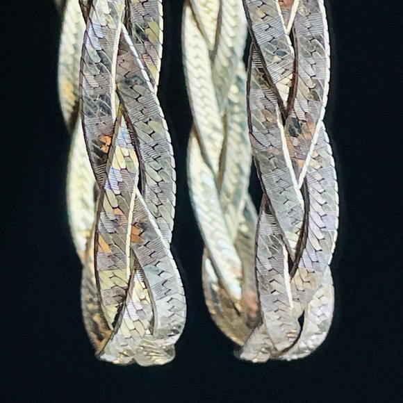 Milor 2 sterling silver & gold multi Braided Herringbone Bracelet set Italy - Picture 8 of 14